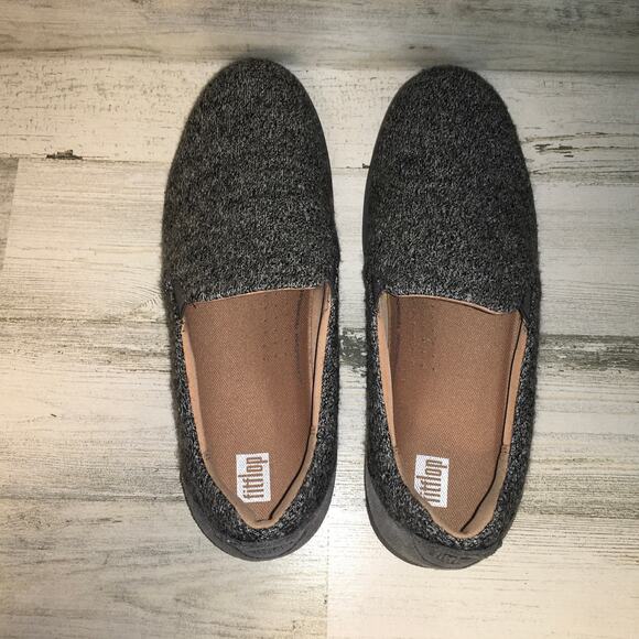 Fitflop Rally EO1 Merino Wool Mix Slip on Skate Sneaker Womens 10 Grey Loafer - Picture 5 of 10